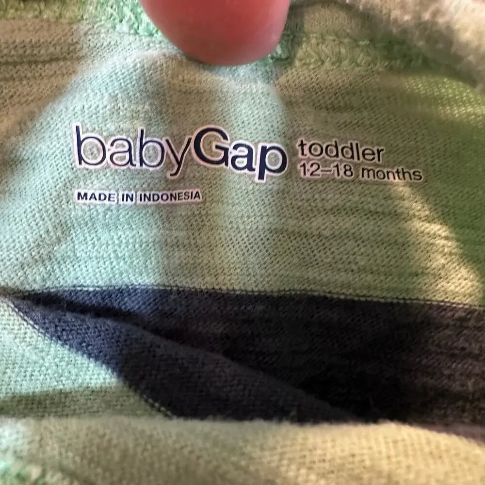 Baby Gap Toddler 12-18 Months Green Blue Stripe T Shirt Boys